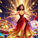 Experience the excitement of game tài xỉu with stunning visuals, including a dazzling Asian woman and vibrant casino elements.