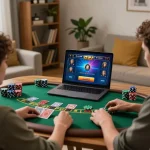 Player engaging with MM88 live dealer blackjack game in cozy home office