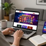 Engaging user exploring 888top homepage while enjoying a home gaming experience