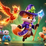 Experience the excitement of fabet with an enchanting wizard fox, phoenix, and vibrant gaming elements.