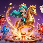 Engage with NET88's exciting gaming world featuring a colorful 3D mermaid and seahorse amidst casino treasures.
