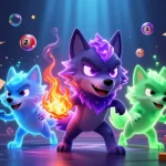 Join FABET's thrilling lottery experience with energetic wolves and colorful game elements.