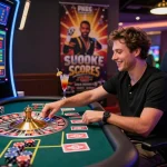 Exciting online gaming scene showcasing MM88 player engaged with roulette, colorful chips, and vibrant atmosphere.