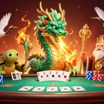 Engage in thrilling gameplay at NBET with a vibrant 3D dragon and poker action.