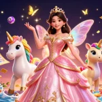 Spin to win at rr88 with captivating 3D casino scene featuring colorful lottery elements and vibrant magical effects.