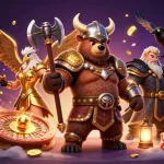 Experience thrilling gameplay with fb88 bet's Viking bear and Valkyrie's dynamic casino scene.