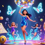 Experience the excitement of 789P VIP with a dynamic casino scene featuring vibrant lottery elements and a glamorous dancer.
