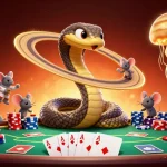 Experience luck8 with a thrilling illustration of a cosmic casino, showcasing unique characters and dynamic gambling elements.