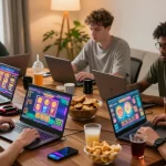 Players enjoying online gaming at jumpspace.org.uk, highlighting vibrant casino experiences.