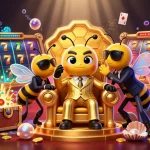 Spin to win at xin88 with a cartoon mob boss among vibrant slot reels and treasure!