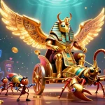 Spin the reels with xn88’s vibrant 3D illustration of a golden scarab beetle and casino treasures.