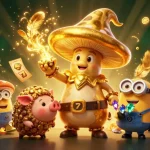ev99 showcases a golden wizard and treasure-seeking pig in a vibrant casino scene.