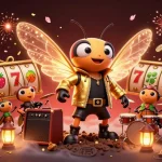 Engage in thrilling gameplay at 13win with lively visuals featuring a rock star and dynamic casino elements.