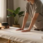 Experiencing 종로출장안마 with a professional therapist in a serene home setting.