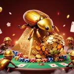 Engage in thrilling gameplay at Sumclub, highlighted by golden beetles and dynamic poker elements.
