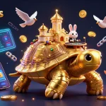 Win big with b52clubss at the dynamic casino scene featuring energetic characters and gold coins.
