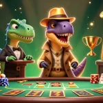 MMLIVE offers thrilling slot gaming action with vibrant characters playing at the blackjack table.