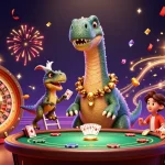 Experience the thrill of 3999bet with vibrant casino action featuring a giant brontosaurus.