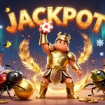 88aa thrills with a gladiator beetle lifting poker chips in a colorful casino scene.