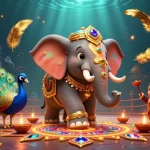 Experience the thrill of 11win with vibrant Diwali-themed casino elements in a colorful 3D scene.
