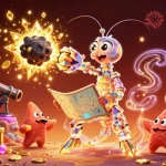 Experience the thrill of MM88 with a vibrant casino-themed cosmic illustration featuring galactic characters.